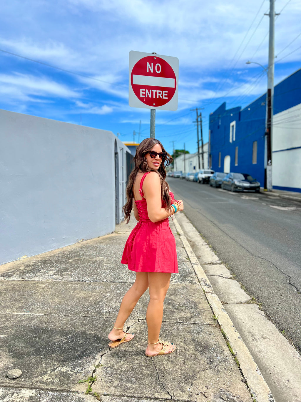 Red Poplin Mini Dress
