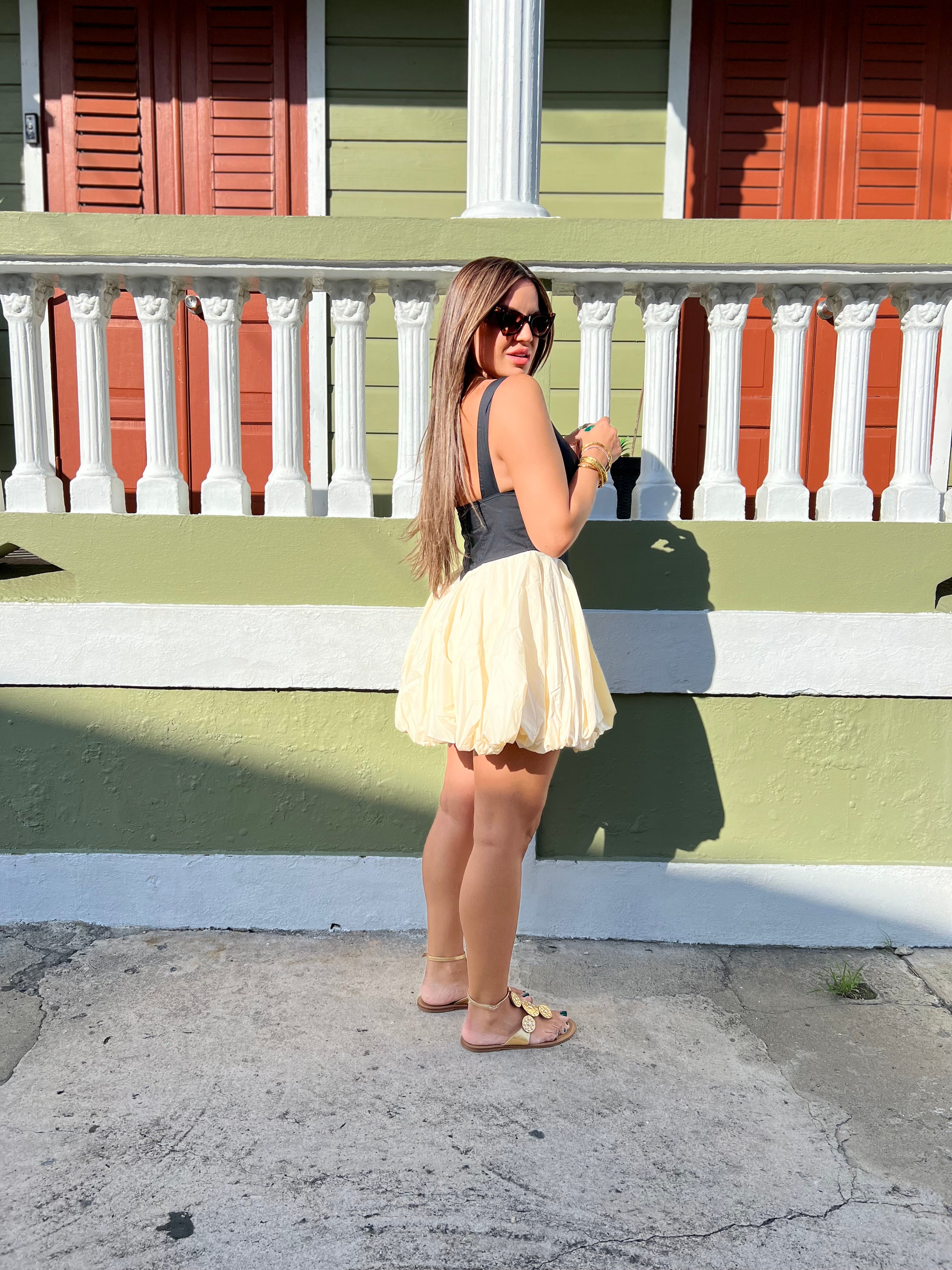 Black/Ivory Bubble Mini Dress