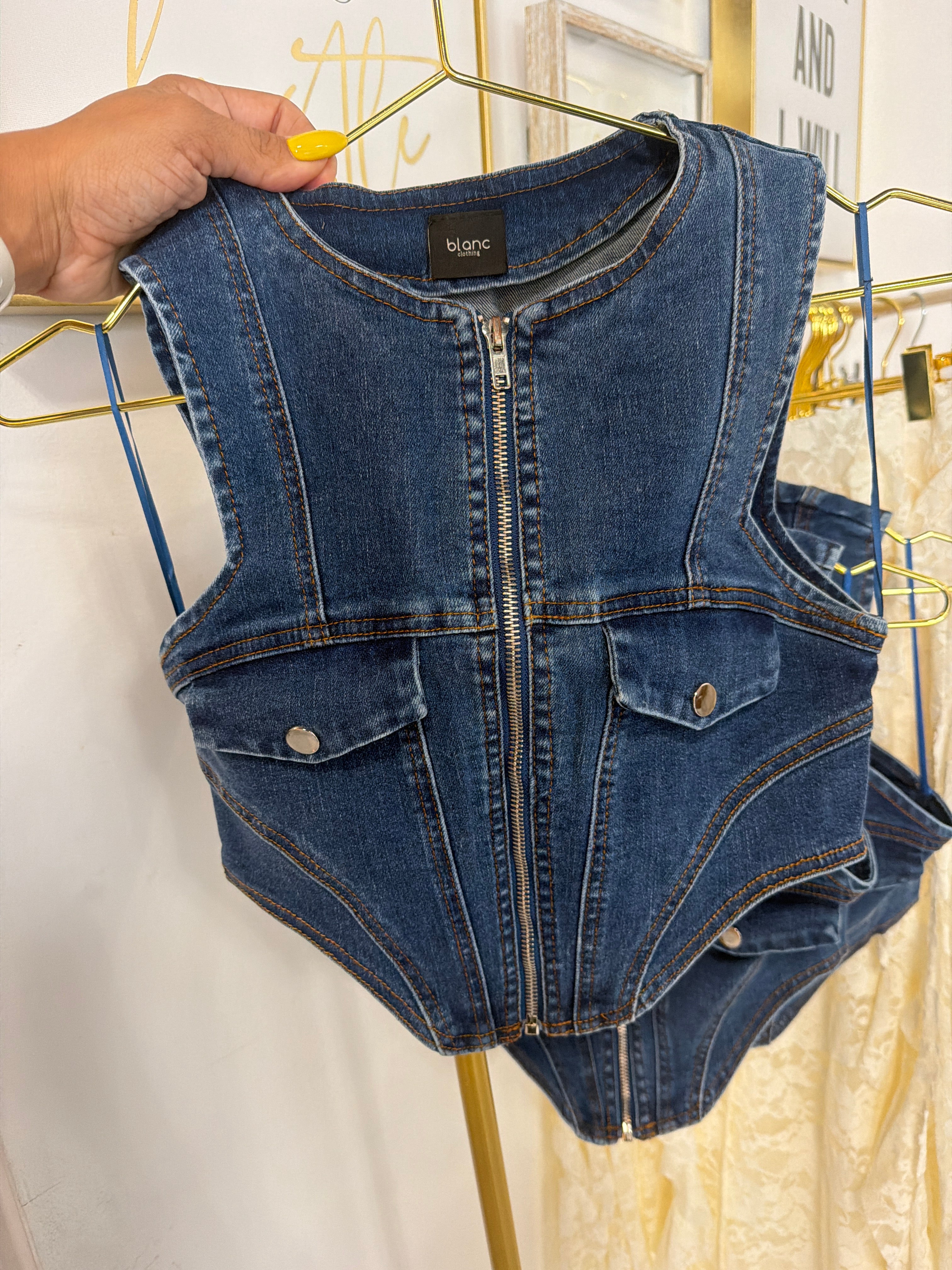 Denim Zippered Top