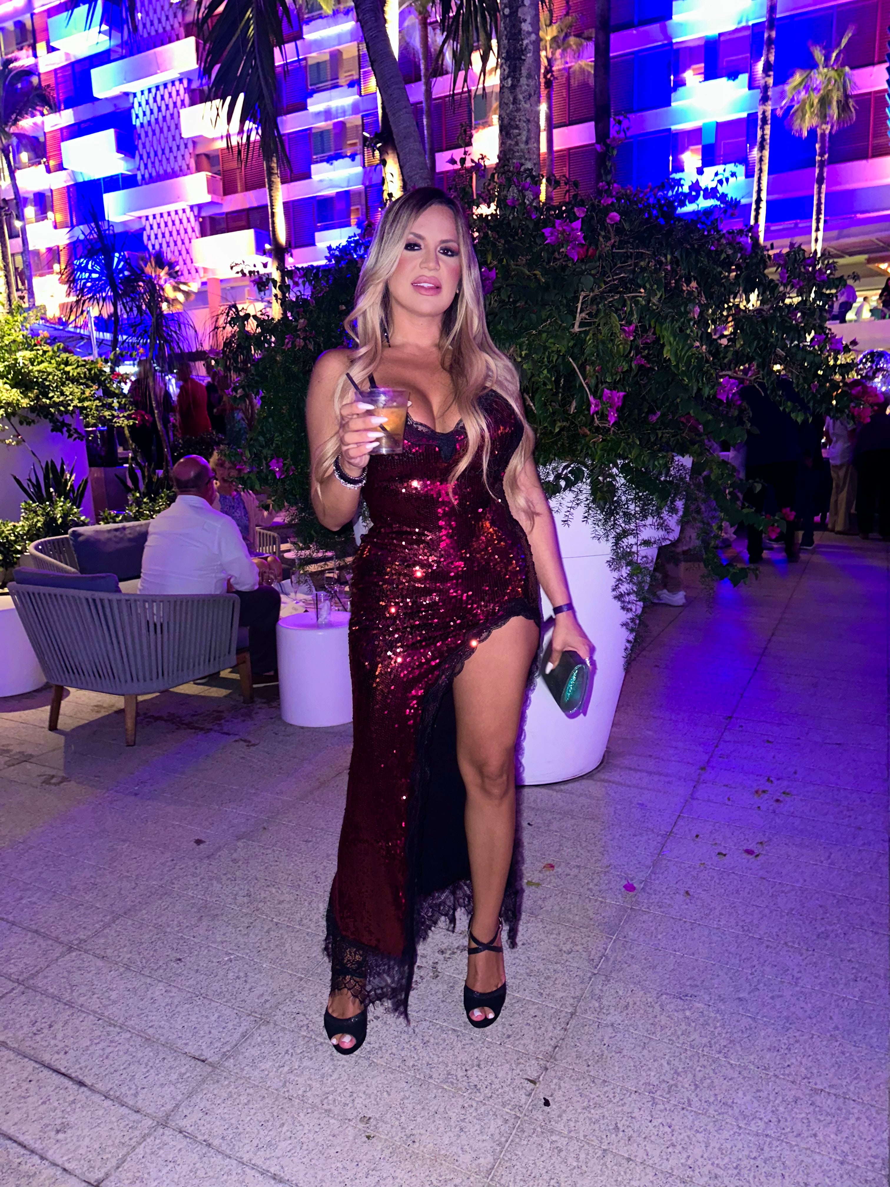 Red Sequin & Lace Dress