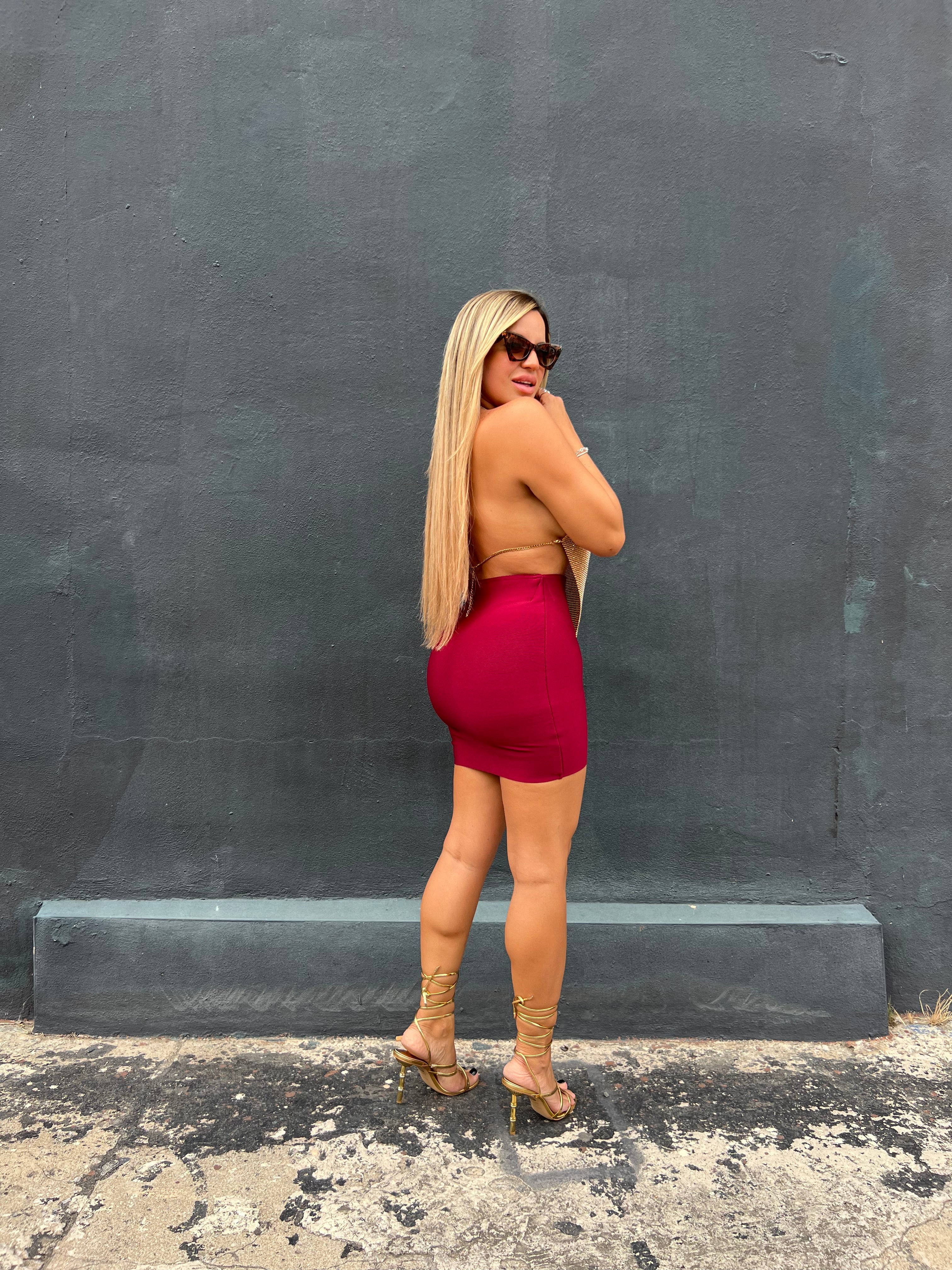 Wine Bandage Skirt