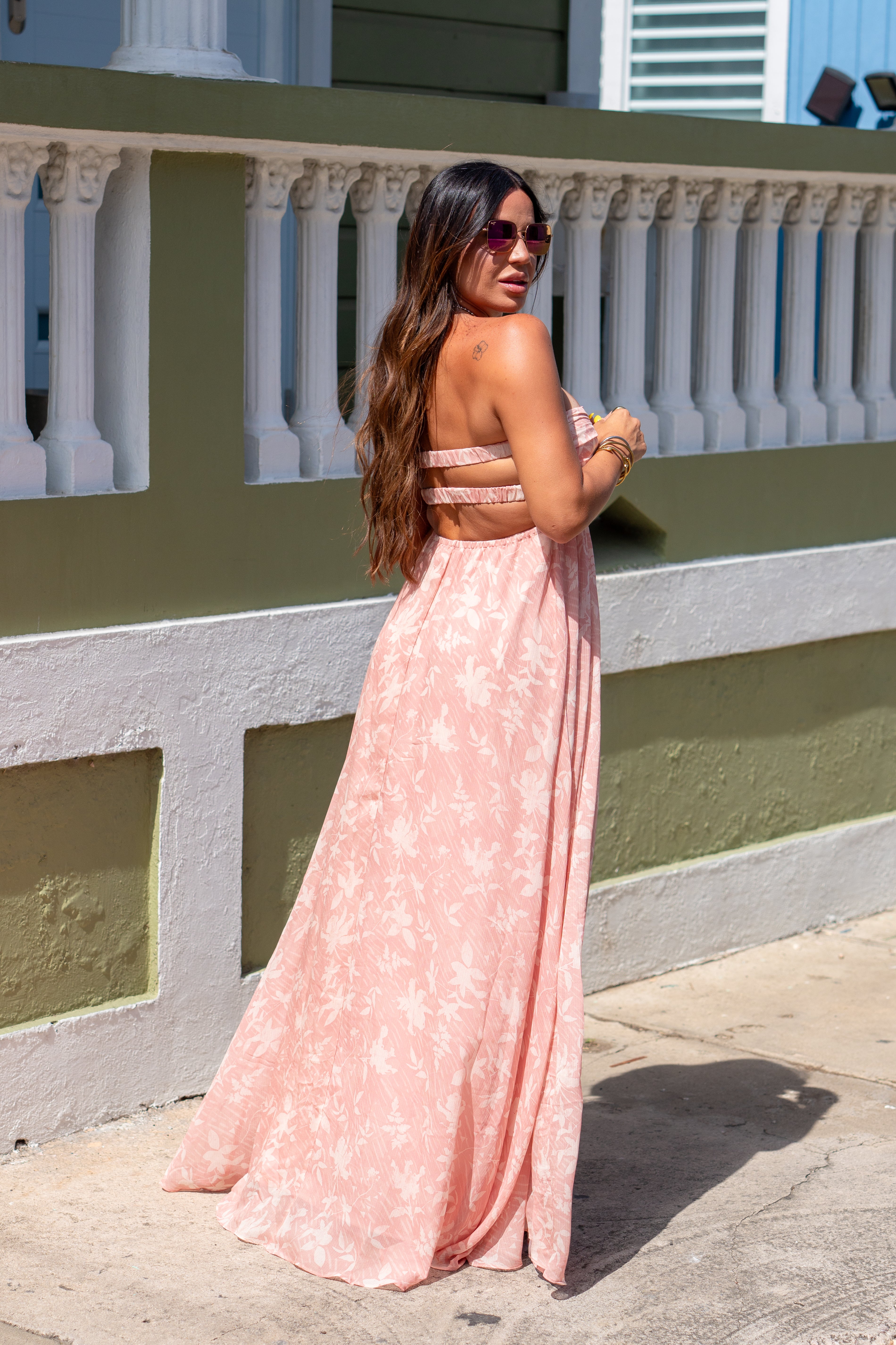 Rosé Open Back Maxi Dress