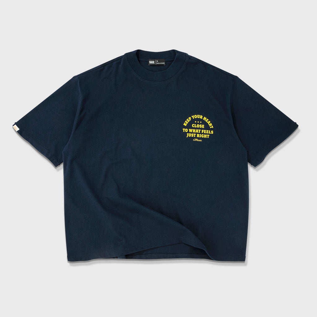 TRUE Heart Boxy Tee - Navy