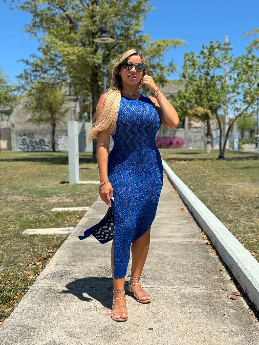 Blue Crochet Maxi