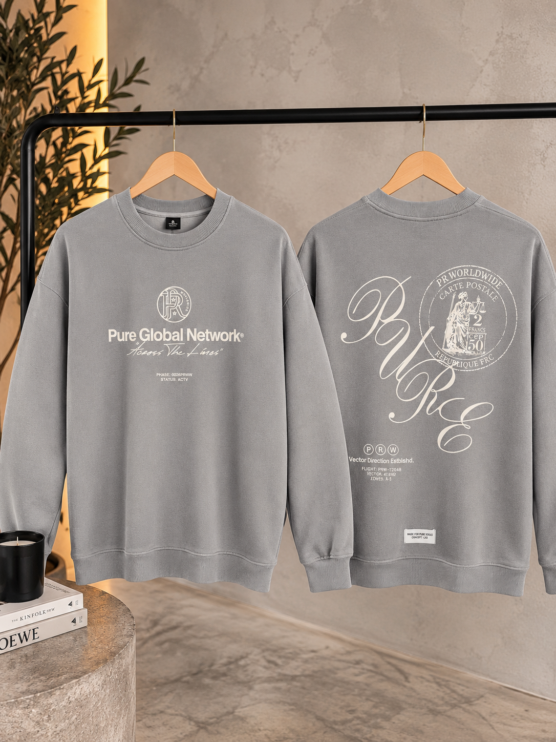 PURE Across The Lines Gray Pullover